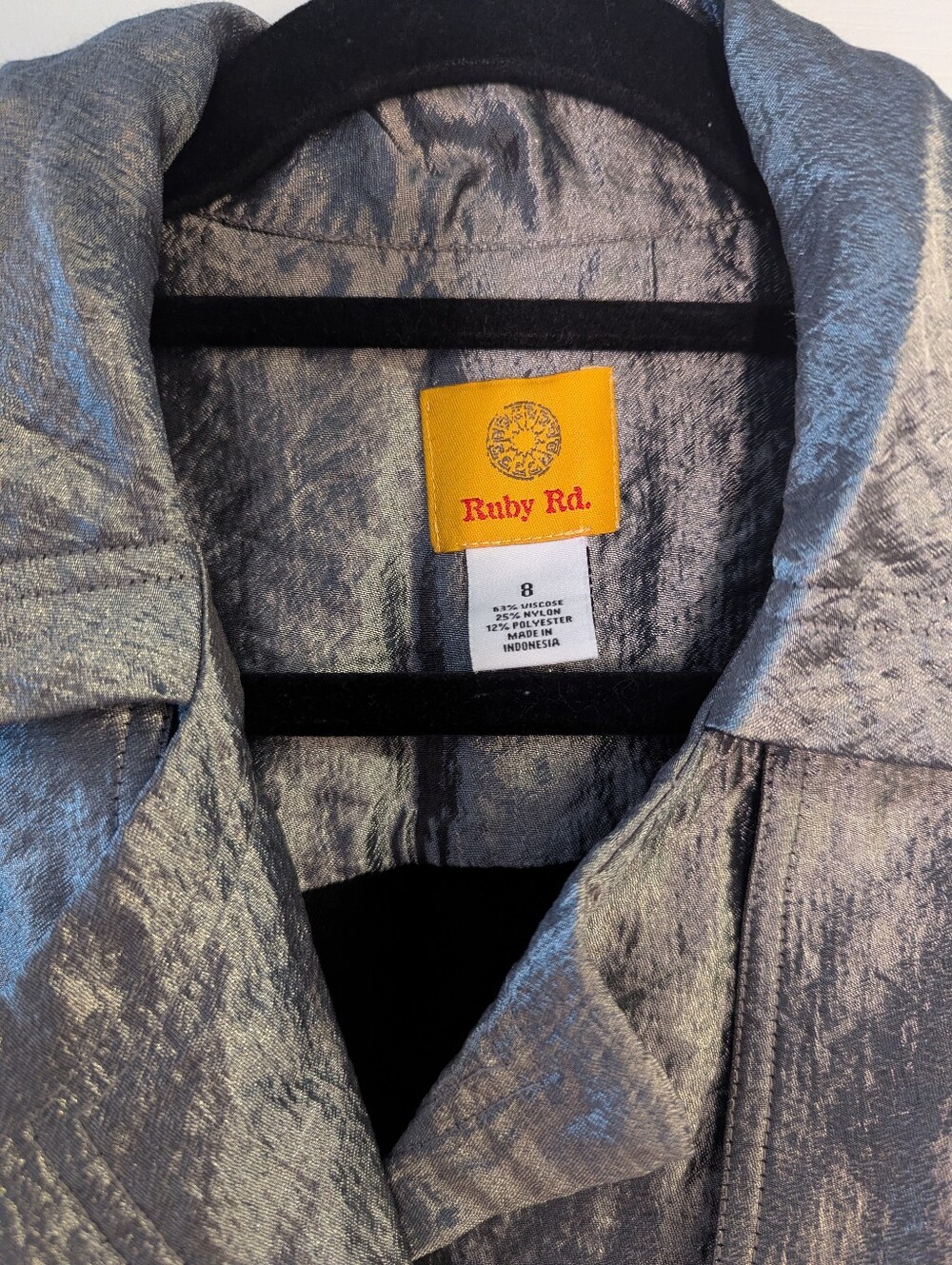 Metallic Silver Women's Jacket - By Ruby Rd. - Picture 3 of 6